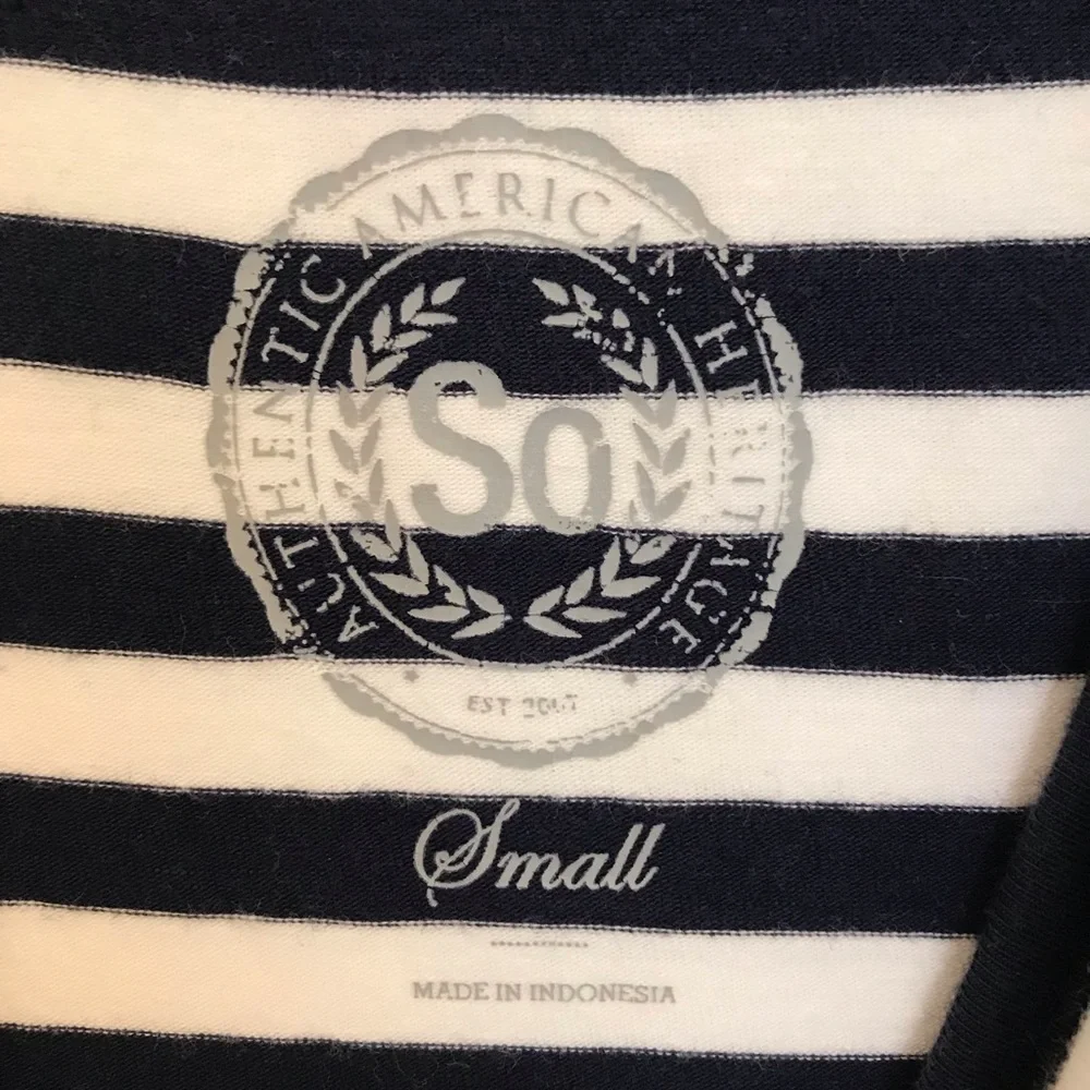 SO Navy and White Striped Spaghetti Strap Sundress, Size Small - Picture 3 of 7